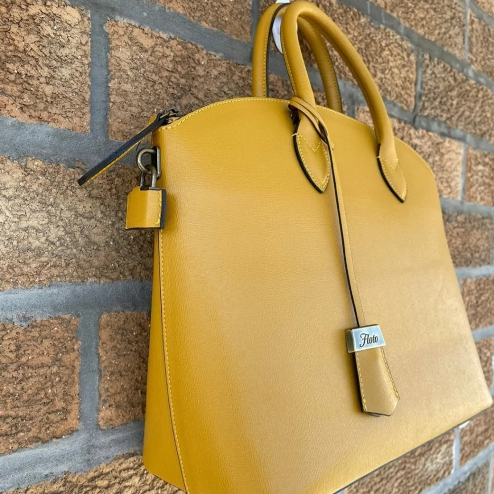 FLOTO MUSTARD YELLOW ITALIAN LEATHER SATCHEL - Picture 2 of 10